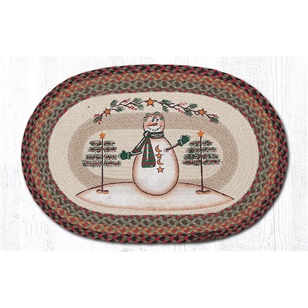 H2H 20 x 30 in Moon  Star Snowman Oval Patch Rug H254138